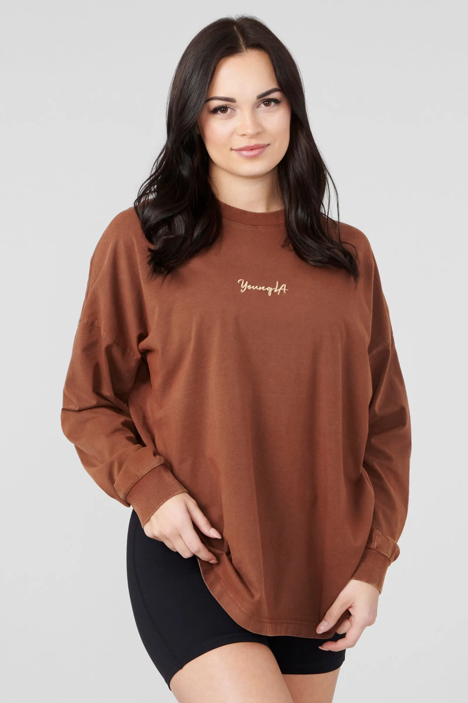 Tops<Youngla W416 Retro Long Sleeve Fall 23 Black|Brown Wash|Green Wash|Mustang Wash