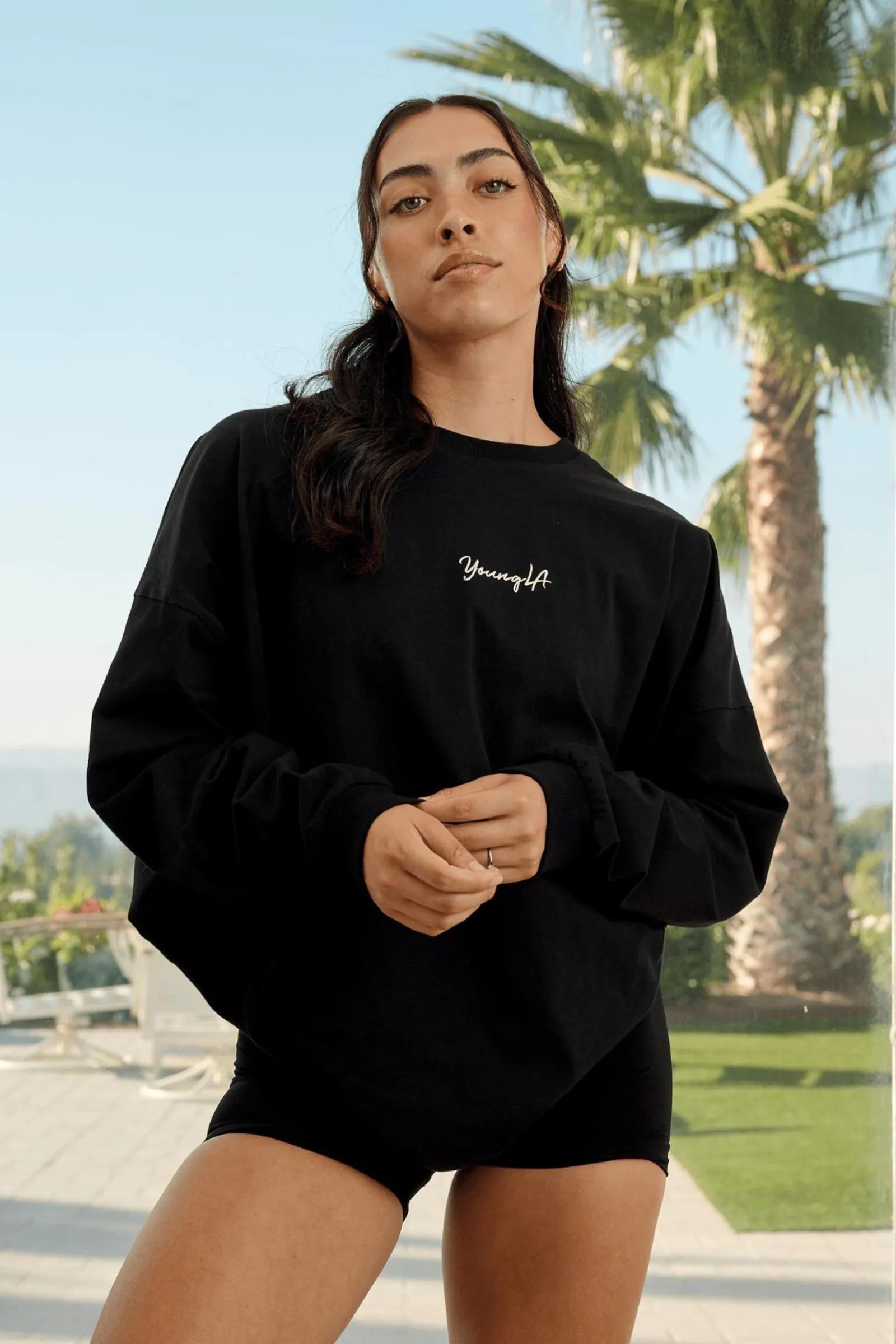 Tops<Youngla W416 Retro Long Sleeve Fall 23 Black|Brown Wash|Green Wash|Mustang Wash
