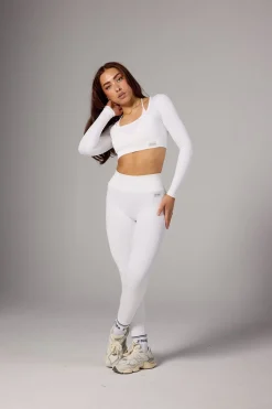 Tops<Youngla W449 Ribbed Seamless Longsleeve Crop Black|Blue|Cream|Mauve