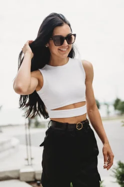 Tops<Youngla W302 Sash Tank Top Light Taupe|White|Dark Olive|Black
