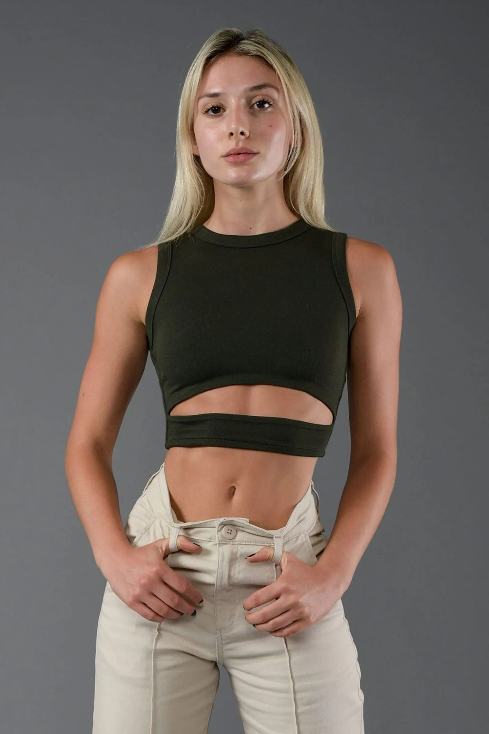 Tops<Youngla W302 Sash Tank Top Light Taupe|White|Dark Olive|Black
