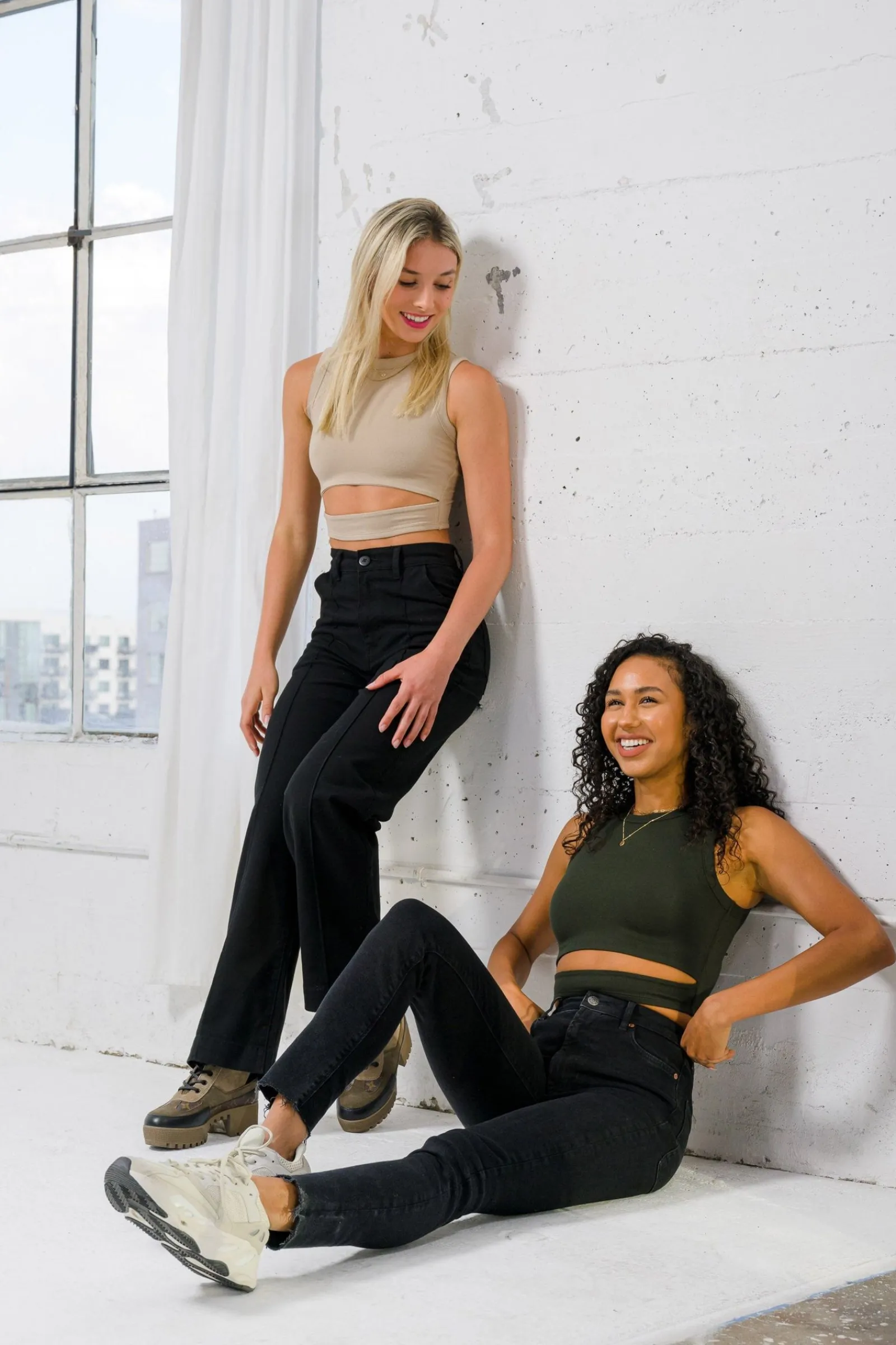 Tops<Youngla W302 Sash Tank Top Light Taupe|White|Dark Olive|Black