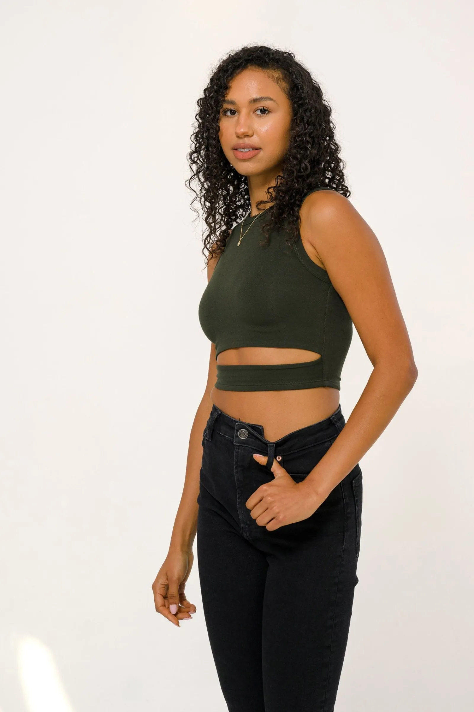 Tops<Youngla W302 Sash Tank Top Light Taupe|White|Dark Olive|Black