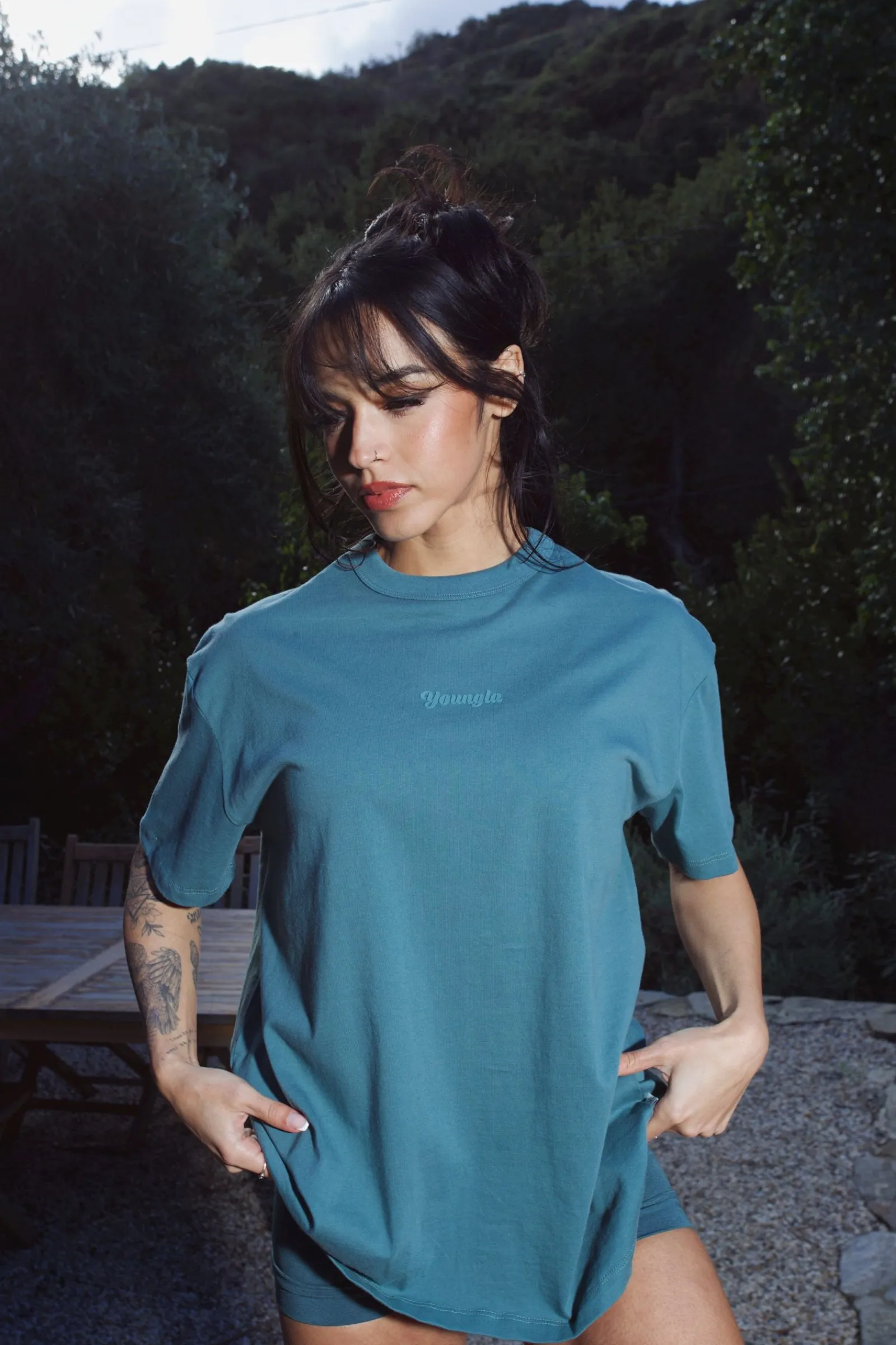 Tops<Youngla W443 Simple Tee Black|Brick|Vanilla|Charcoal