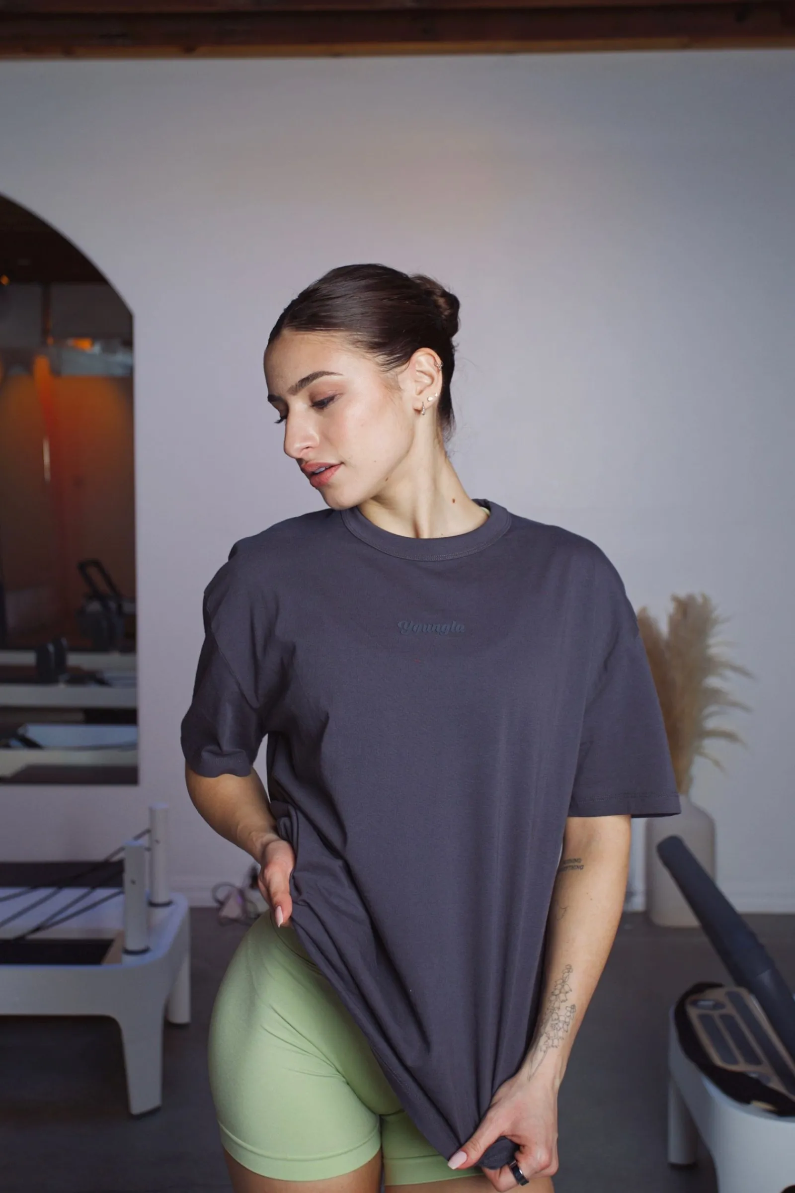 Tops<Youngla W443 Simple Tee Black|Brick|Vanilla|Charcoal