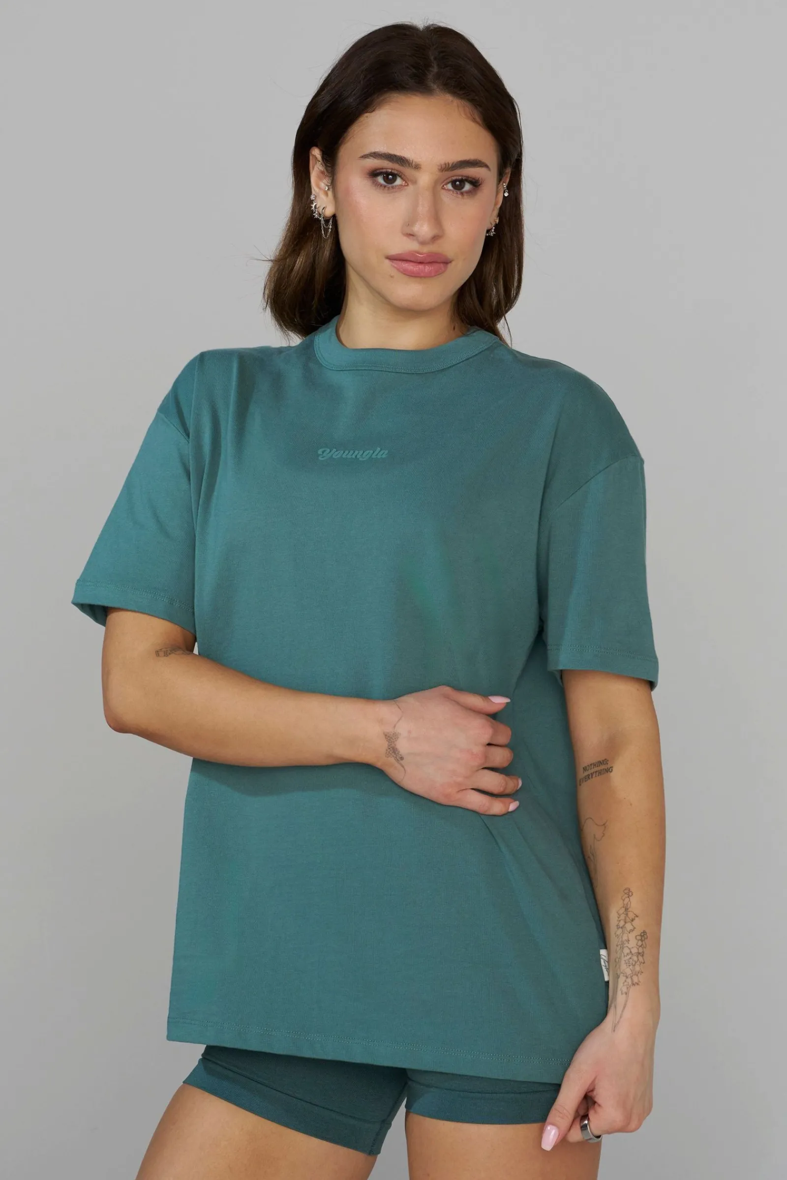 Tops<Youngla W443 Simple Tee Black|Brick|Vanilla|Charcoal