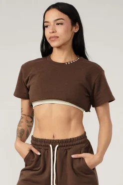 Tops<Youngla W407 Super Cropped Tee Brown|Birch|Forest Green|Black
