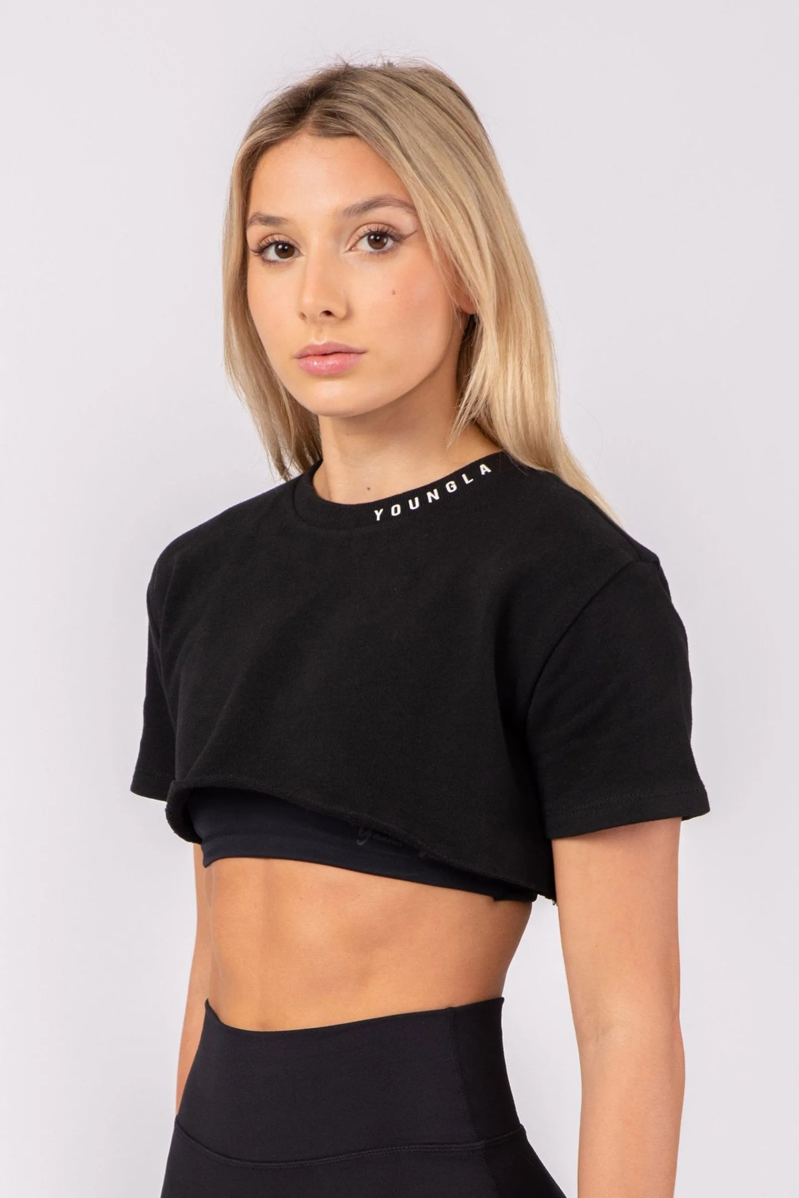 Tops<Youngla W407 Super Cropped Tee Brown|Birch|Forest Green|Black
