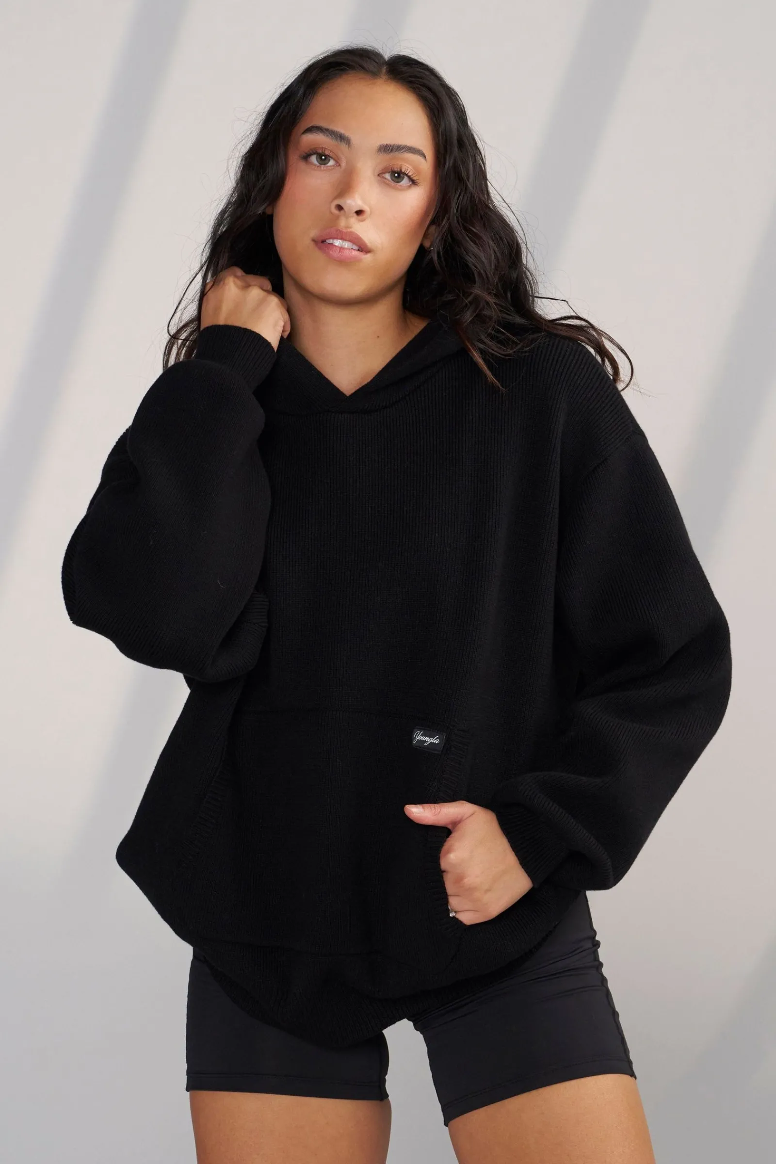 Outerwear<Youngla W514-Bella Sweater Hoodie Black|Brown|Oatmeal|Pistachio Green