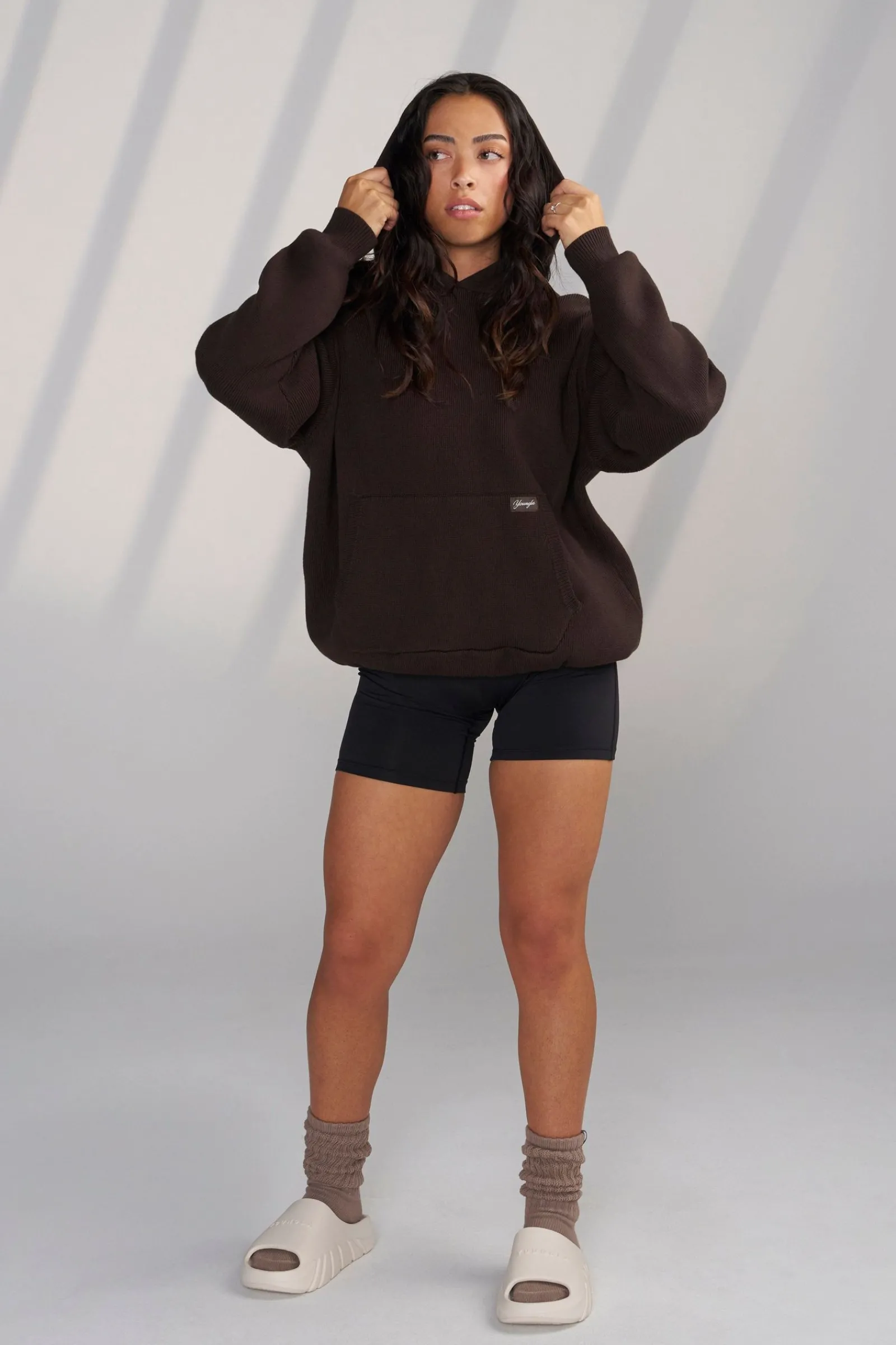 Outerwear<Youngla W514-Bella Sweater Hoodie Black|Brown|Oatmeal|Pistachio Green
