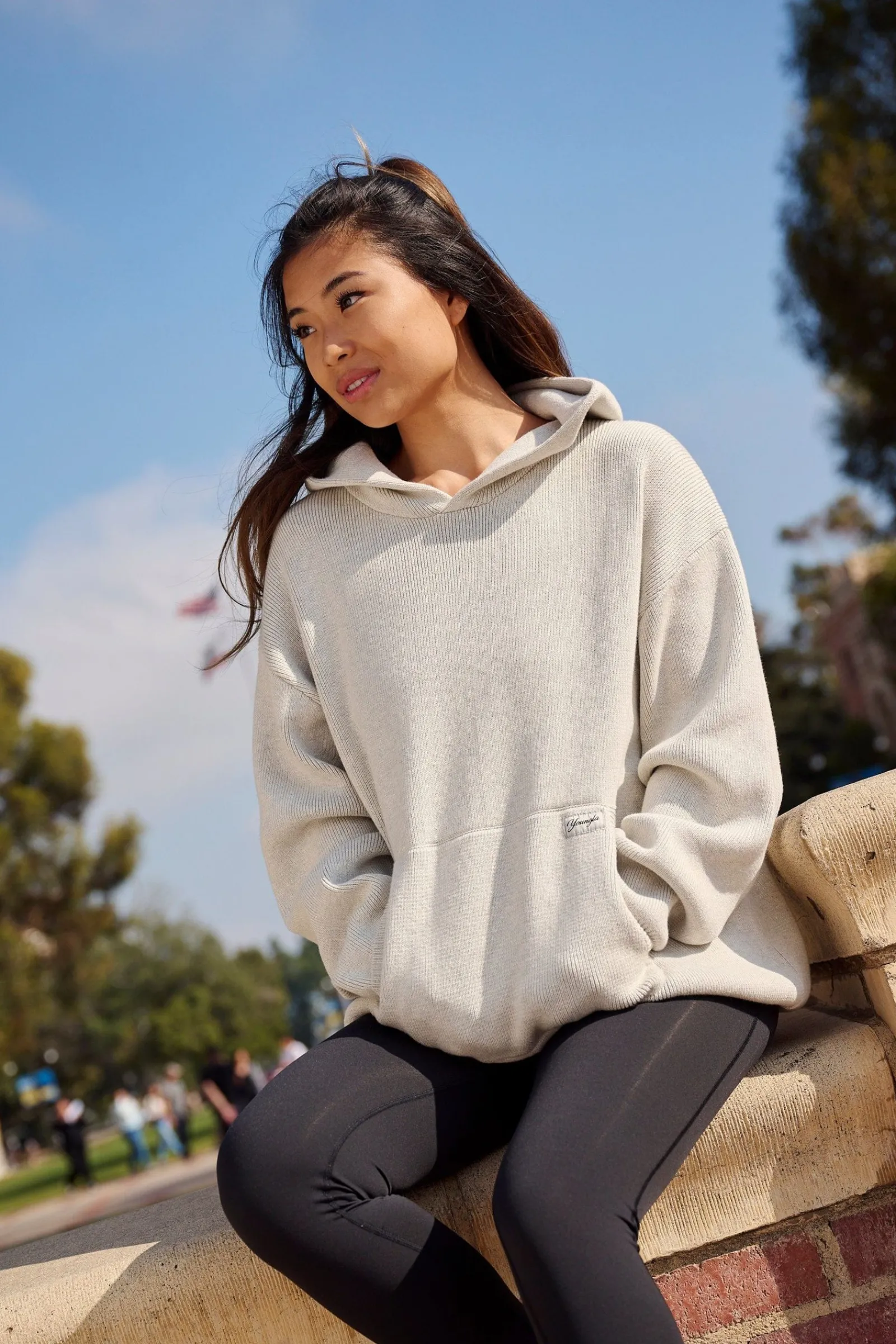 Outerwear<Youngla W514-Bella Sweater Hoodie Black|Brown|Oatmeal|Pistachio Green