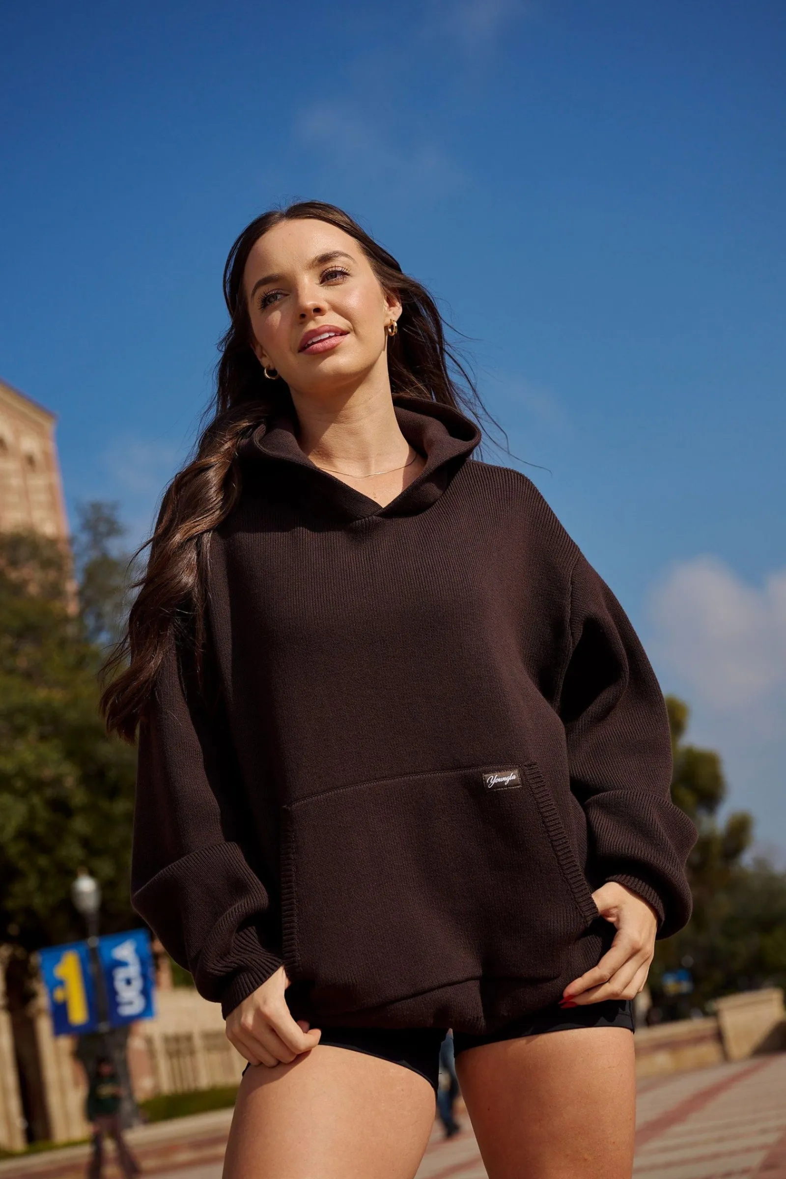 Outerwear<Youngla W514-Bella Sweater Hoodie Black|Brown|Oatmeal|Pistachio Green