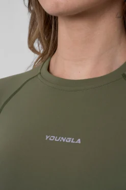 Tops<Youngla W439-Compression Cap Sleeve Tee Black|Charcoal|Eggplant|Off-White