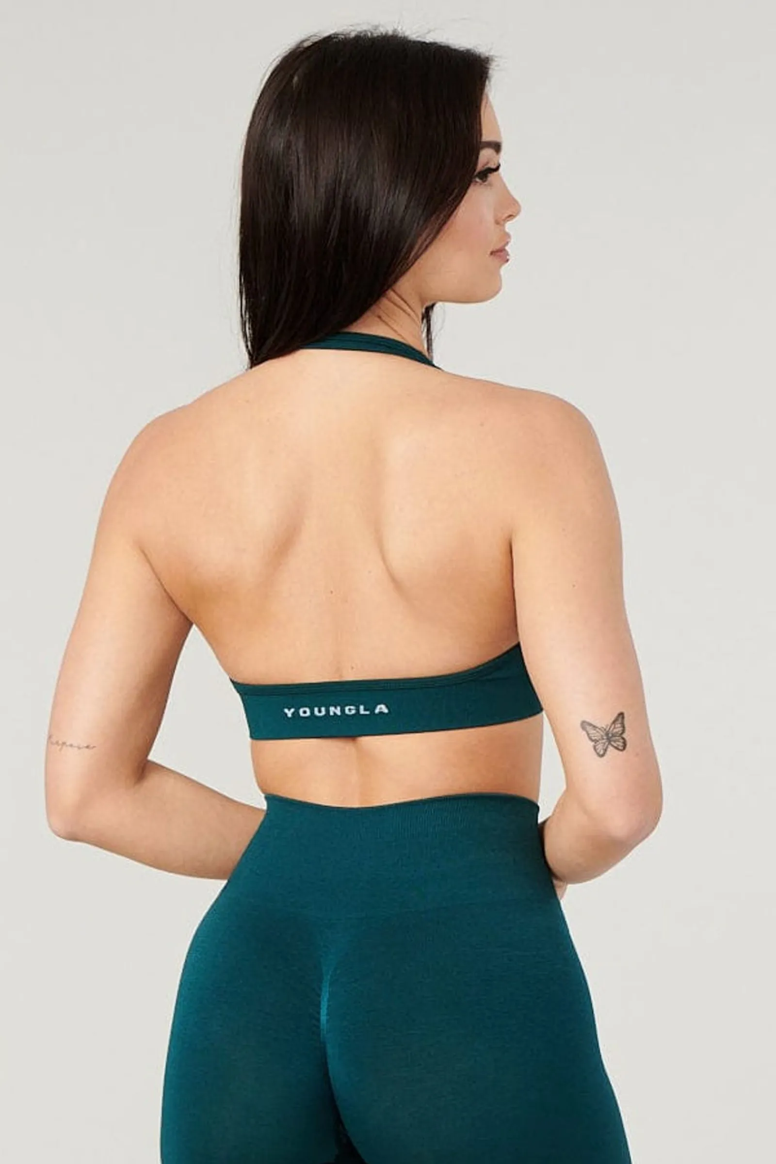 Bras<Youngla W328-Core Seamless Halter Sports Bra Burgundy Silk|Crushed Mauve|Polished Black|Tan Suede