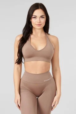 Bras<Youngla W328-Core Seamless Halter Sports Bra Burgundy Silk|Crushed Mauve|Polished Black|Tan Suede