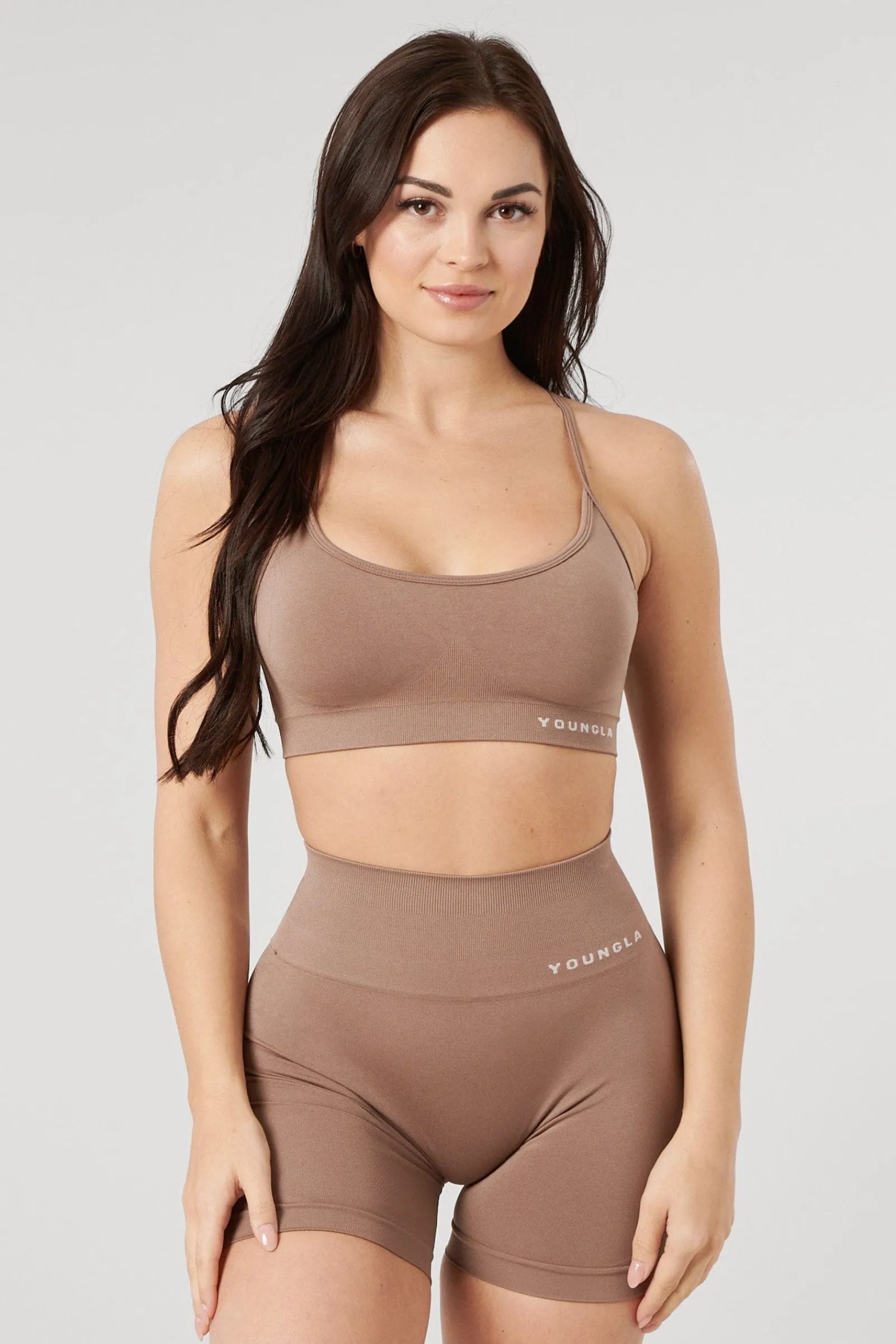 Bras<Youngla W329-Core Seamless Scoop Neck Bra Burgundy Silk|Polished Black|Tan Suede|Velvet Teal