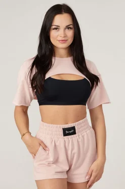 Tops<Youngla W410-Cut Out Tee Black|Bone|Coal|Lotus Pink