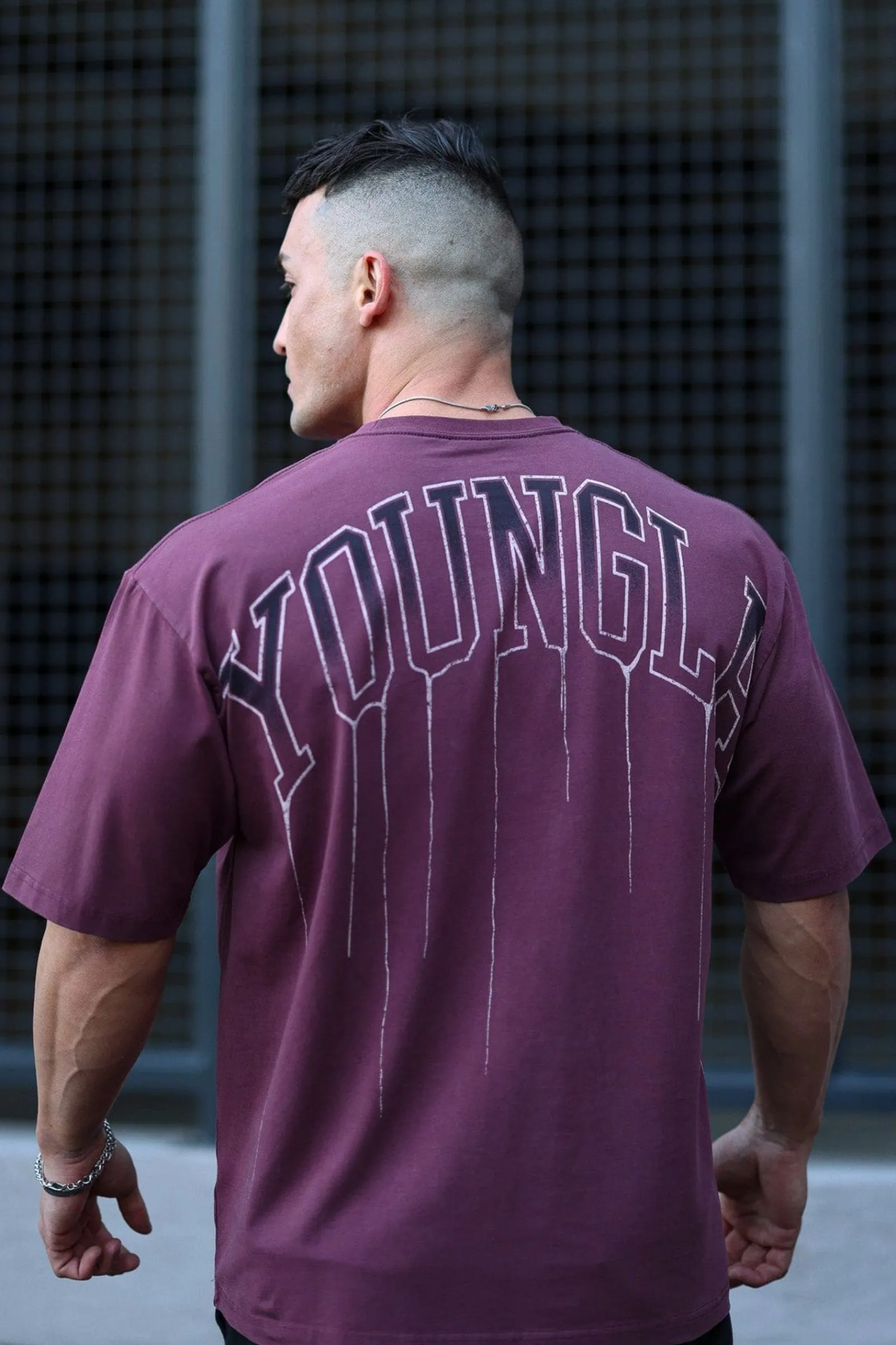 Shirts<Youngla W428-Drip Oversized Tee Black Wash|Brown Wash|Coconut Milk|Grape Wash