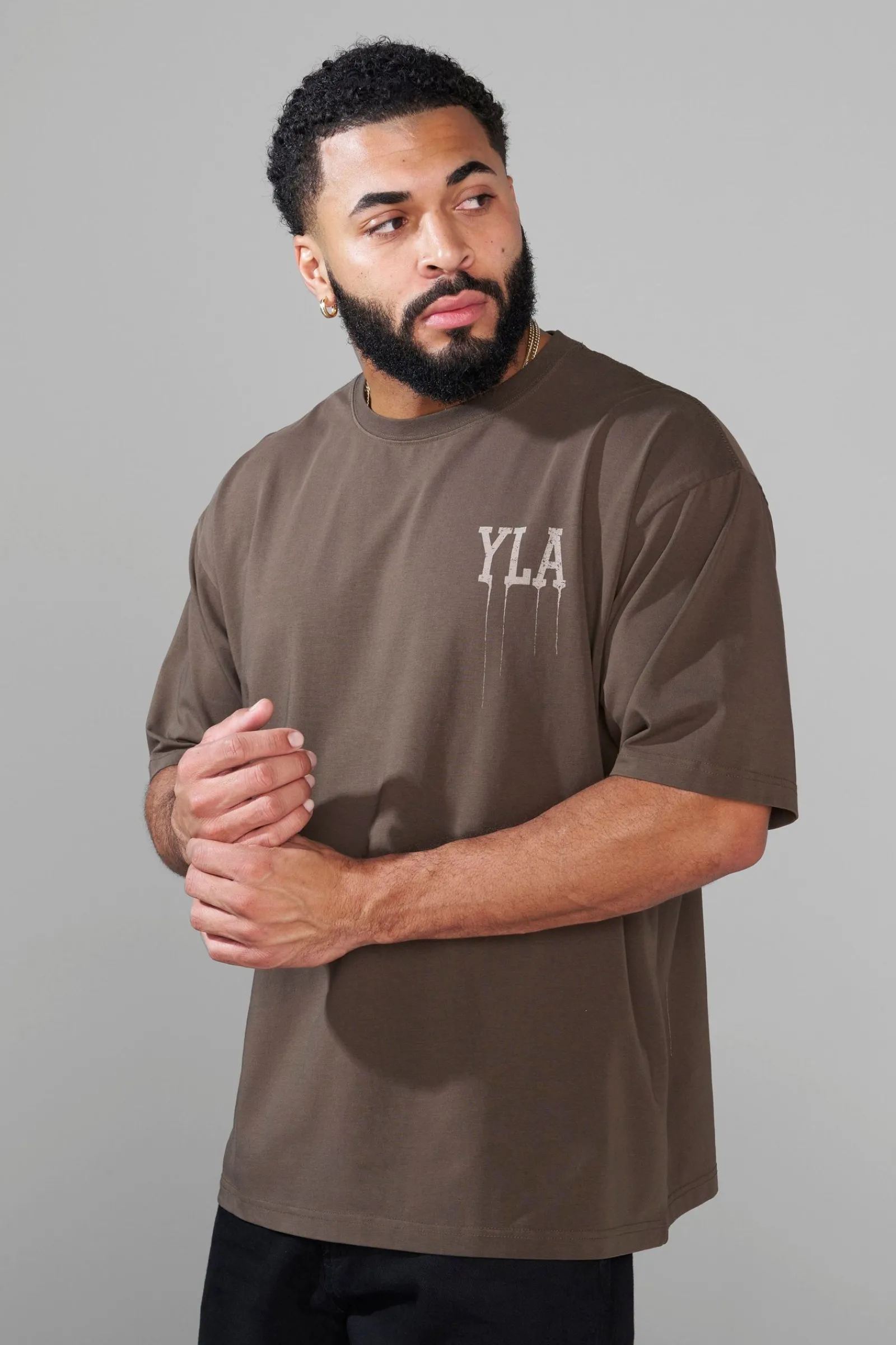 Shirts<Youngla W428-Drip Oversized Tee Black Wash|Brown Wash|Coconut Milk|Grape Wash