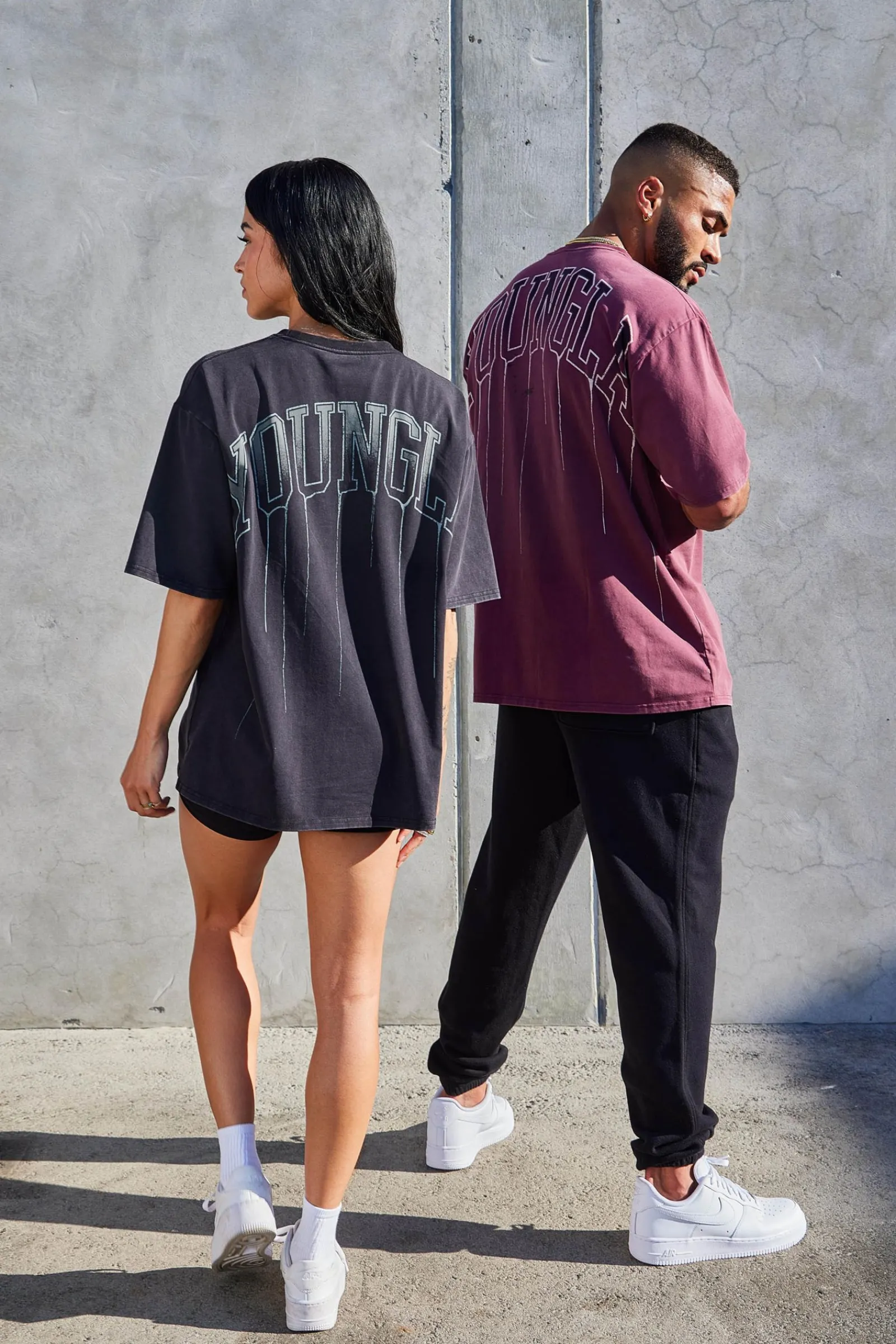 Shirts<Youngla W428-Drip Oversized Tee Black Wash|Brown Wash|Coconut Milk|Grape Wash