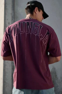 Shirts<Youngla W428-Drip Oversized Tee Black Wash|Brown Wash|Coconut Milk|Grape Wash