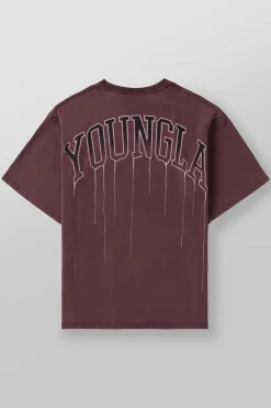 Shirts<Youngla W428-Drip Oversized Tee Black Wash|Brown Wash|Coconut Milk|Grape Wash