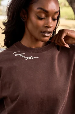 Tops<Youngla W432-Emblem Long Sleeve Tee Black|Bone|Brown|Burgundy