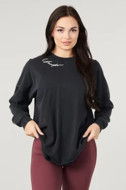 Tops<Youngla W432-Emblem Long Sleeve Tee Black|Bone|Brown|Burgundy