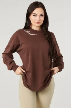 Tops<Youngla W432-Emblem Long Sleeve Tee Black|Bone|Brown|Burgundy