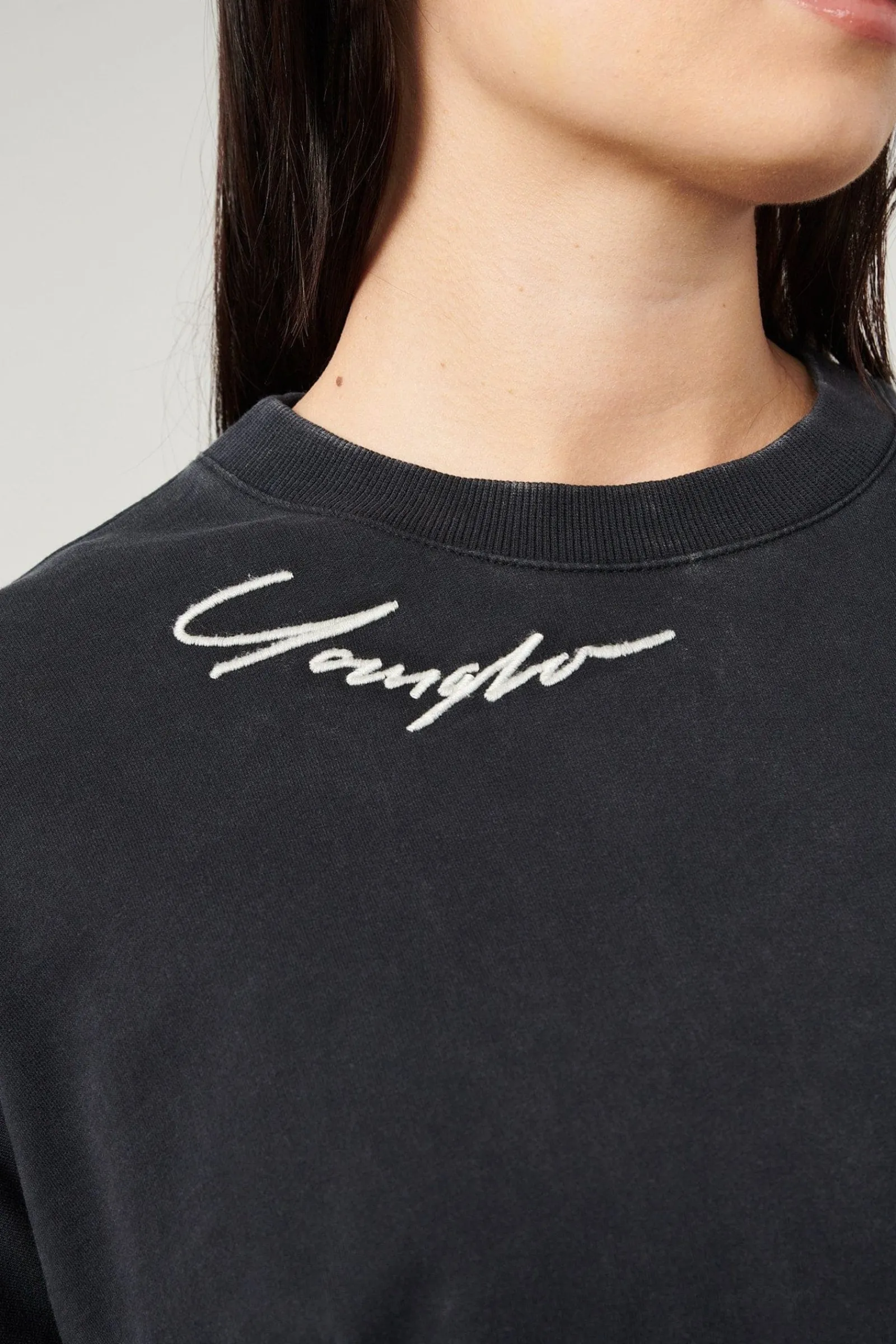 Tops<Youngla W432-Emblem Long Sleeve Tee Black|Bone|Brown|Burgundy