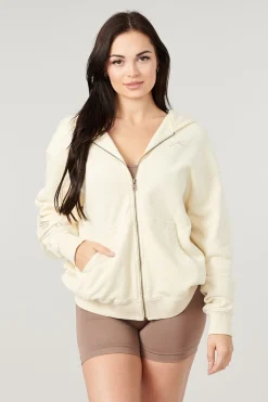 Outerwear<Youngla W519-Emblem Zip Up Hoodie Black|Bone|Brown|Crushed Mauve