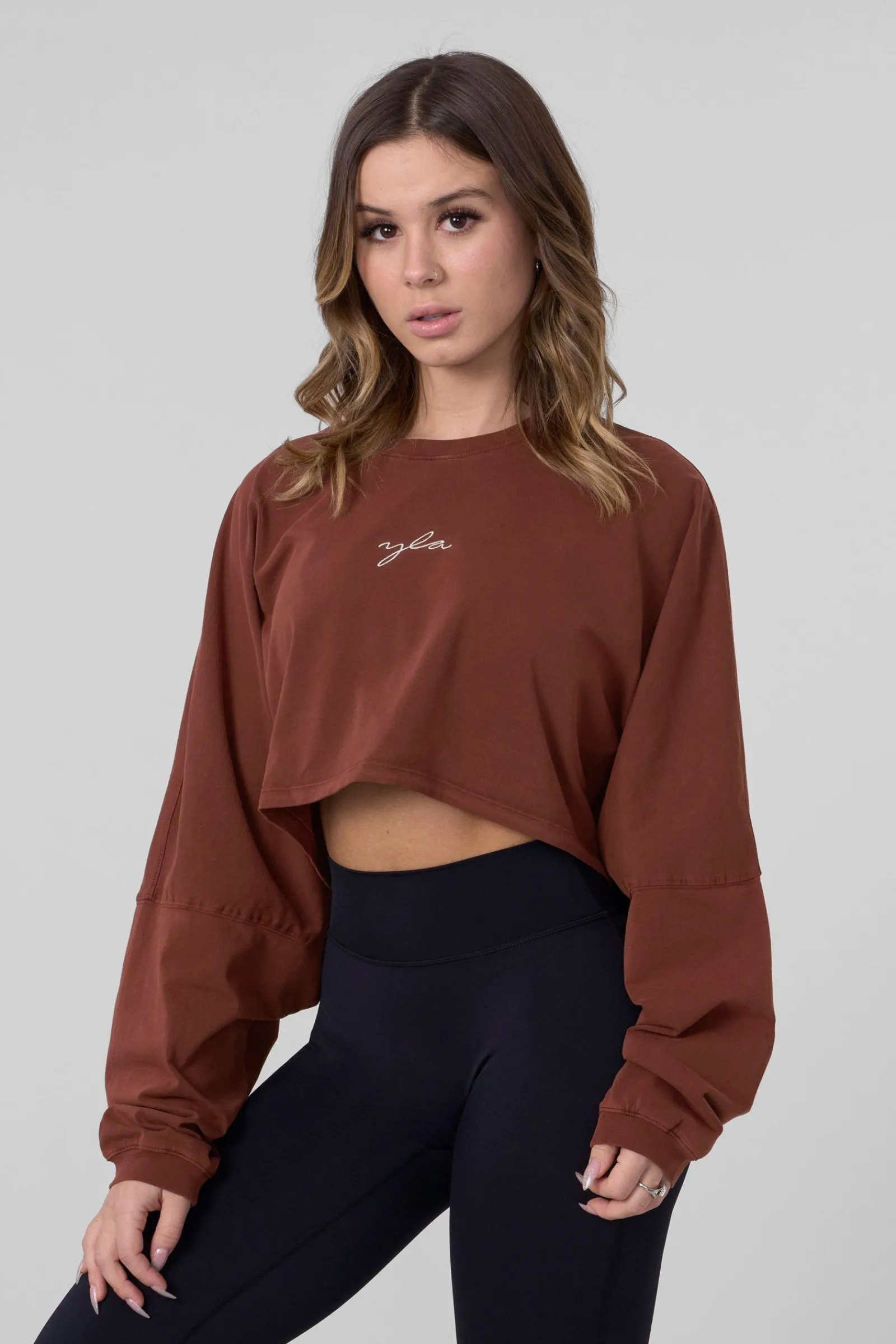 Tops<Youngla W434-Lazyday Longsleeve Top Black Wash|Burnt Orange Wash|Cream|Dark Brown Wash