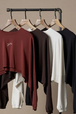 Tops<Youngla W434-Lazyday Longsleeve Top Black Wash|Burnt Orange Wash|Cream|Dark Brown Wash