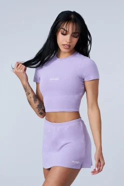 Tops<Youngla W442-Love Sets-Baby Tee Black|Beige|Grey|Lavender