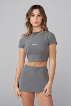 Tops<Youngla W442-Love Sets-Baby Tee Black|Beige|Grey|Lavender