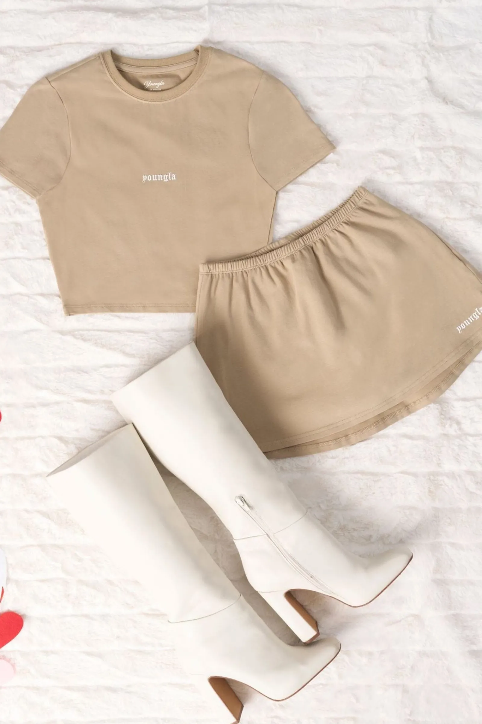Shorts<Youngla W141-Love Sets-Skirt Black|Beige|Grey|Lavender
