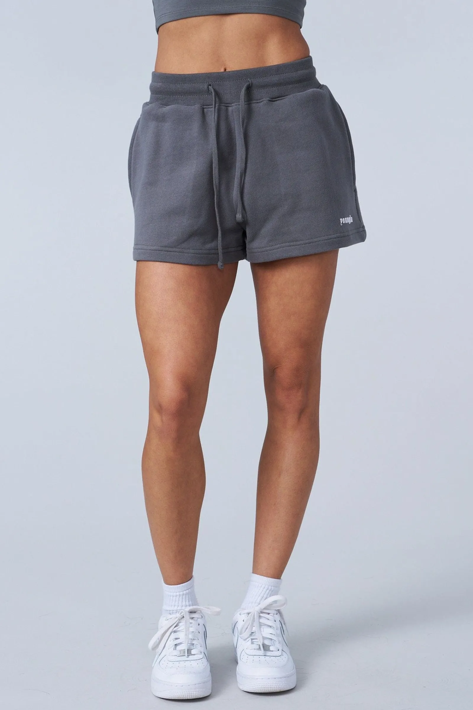 Shorts<Youngla W142-Love Sets-Terry Shorts Black Wash|Beige Wash|Grey Wash|Lavender Wash