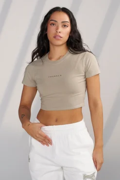 Tops<Youngla W435-Og Baby Tee Black|Olive Khaki|White/Blue|White/Green