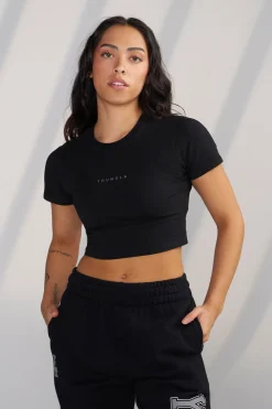 Tops<Youngla W435-Og Baby Tee Black|Olive Khaki|White/Blue|White/Green