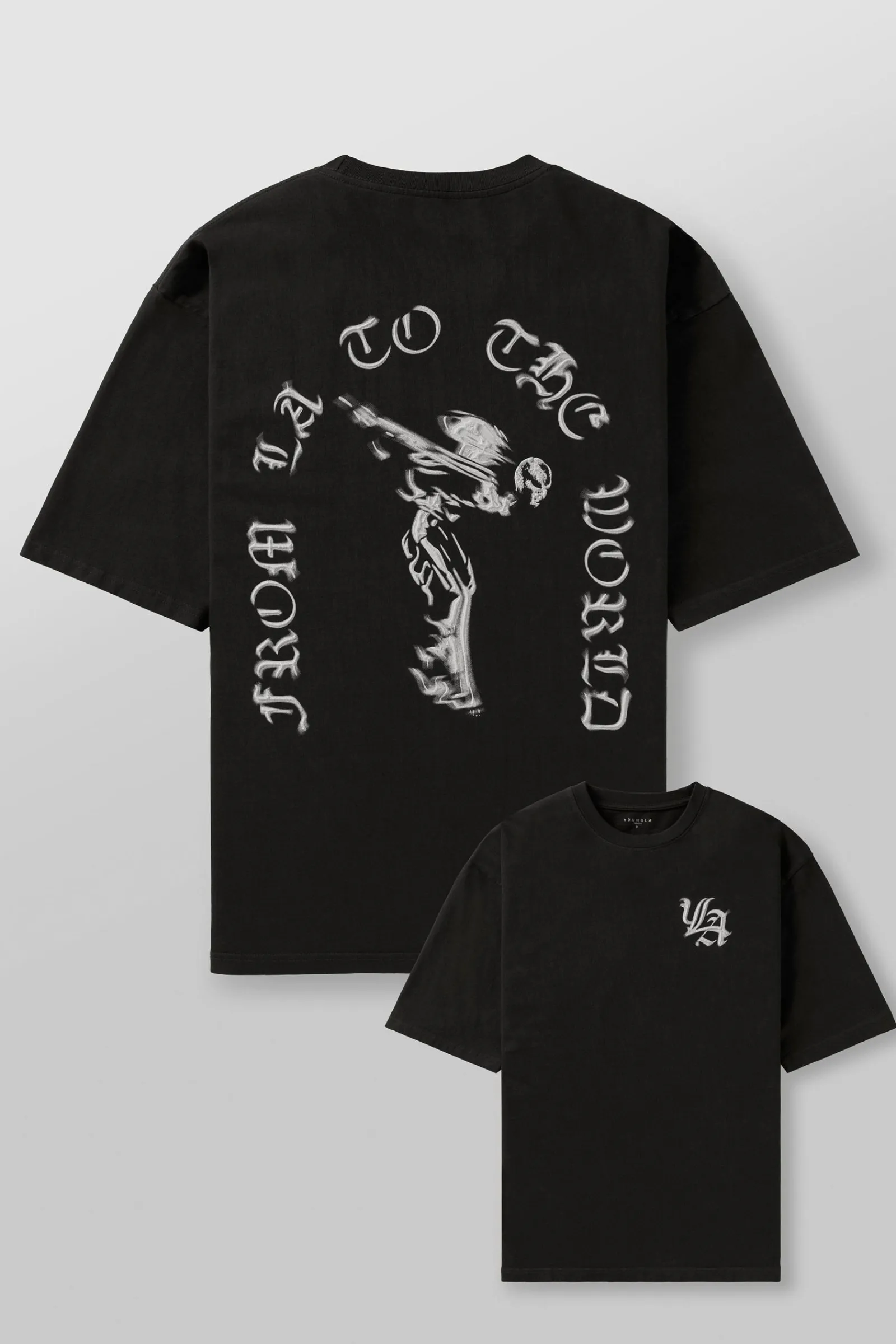 Shirts<Youngla 4096-Worldwide Excellence Tees Black|Brown|Dark Grey|Navy