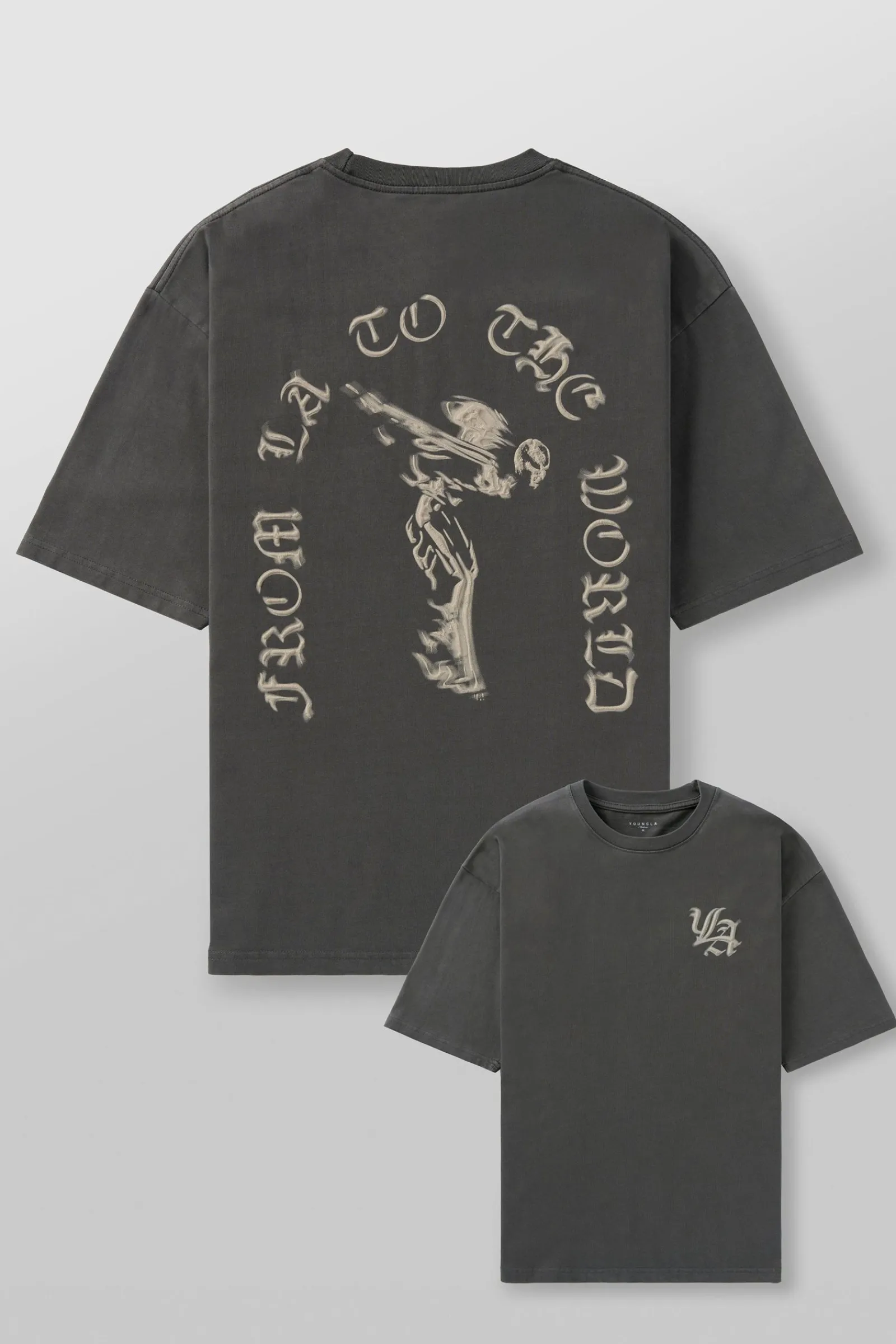 Shirts<Youngla 4096-Worldwide Excellence Tees Black|Brown|Dark Grey|Navy
