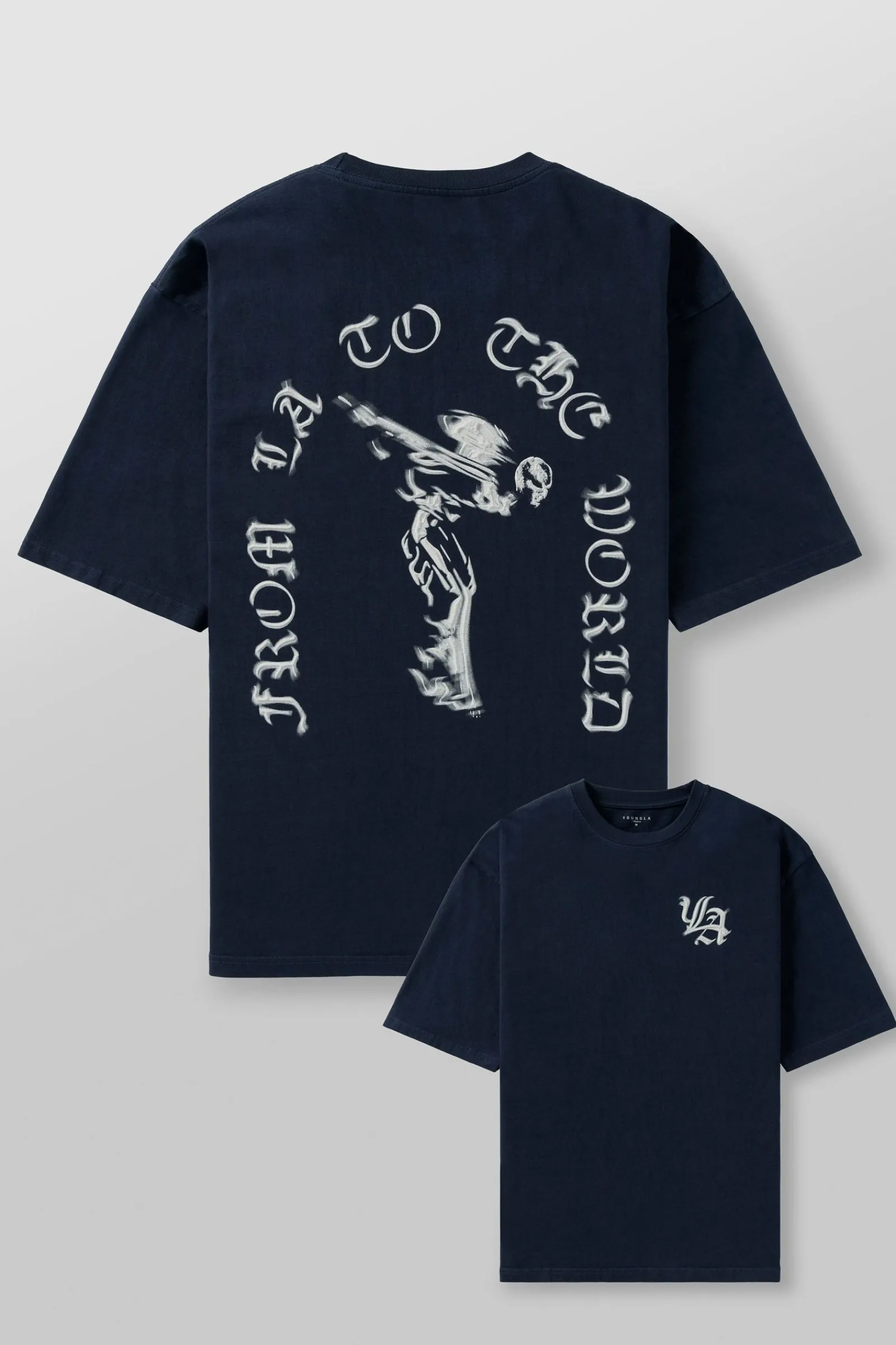 Shirts<Youngla 4096-Worldwide Excellence Tees Black|Brown|Dark Grey|Navy