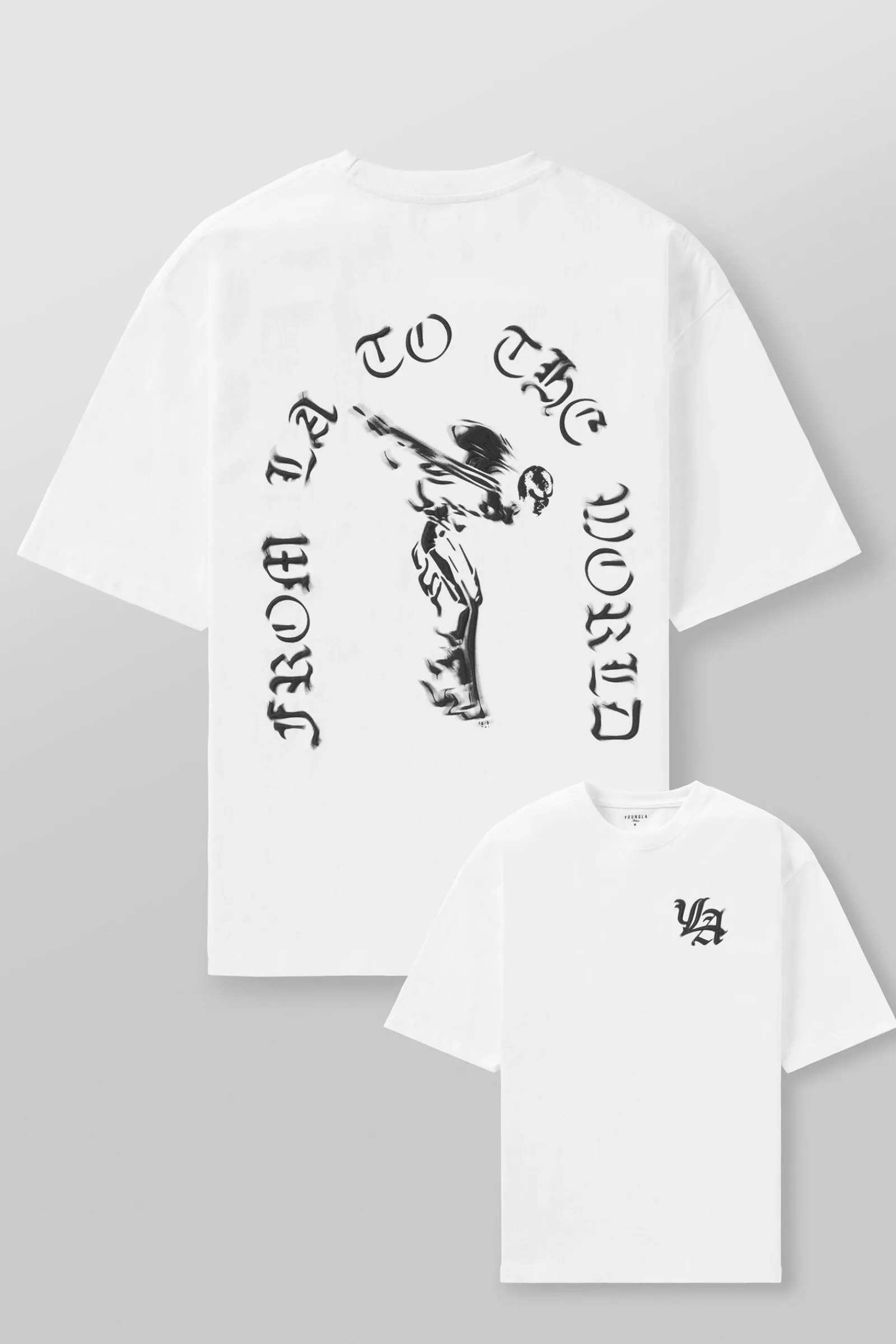 Shirts<Youngla 4096-Worldwide Excellence Tees Black|Brown|Dark Grey|Navy
