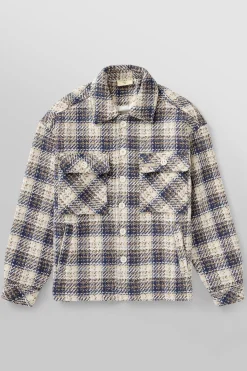 Outerwear<Youngla 519-Woven Flannel Jackets Black/White|Off-White/Black|Off-White/Blue|Off-White/Green