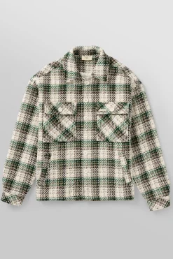 Outerwear<Youngla 519-Woven Flannel Jackets Black/White|Off-White/Black|Off-White/Blue|Off-White/Green