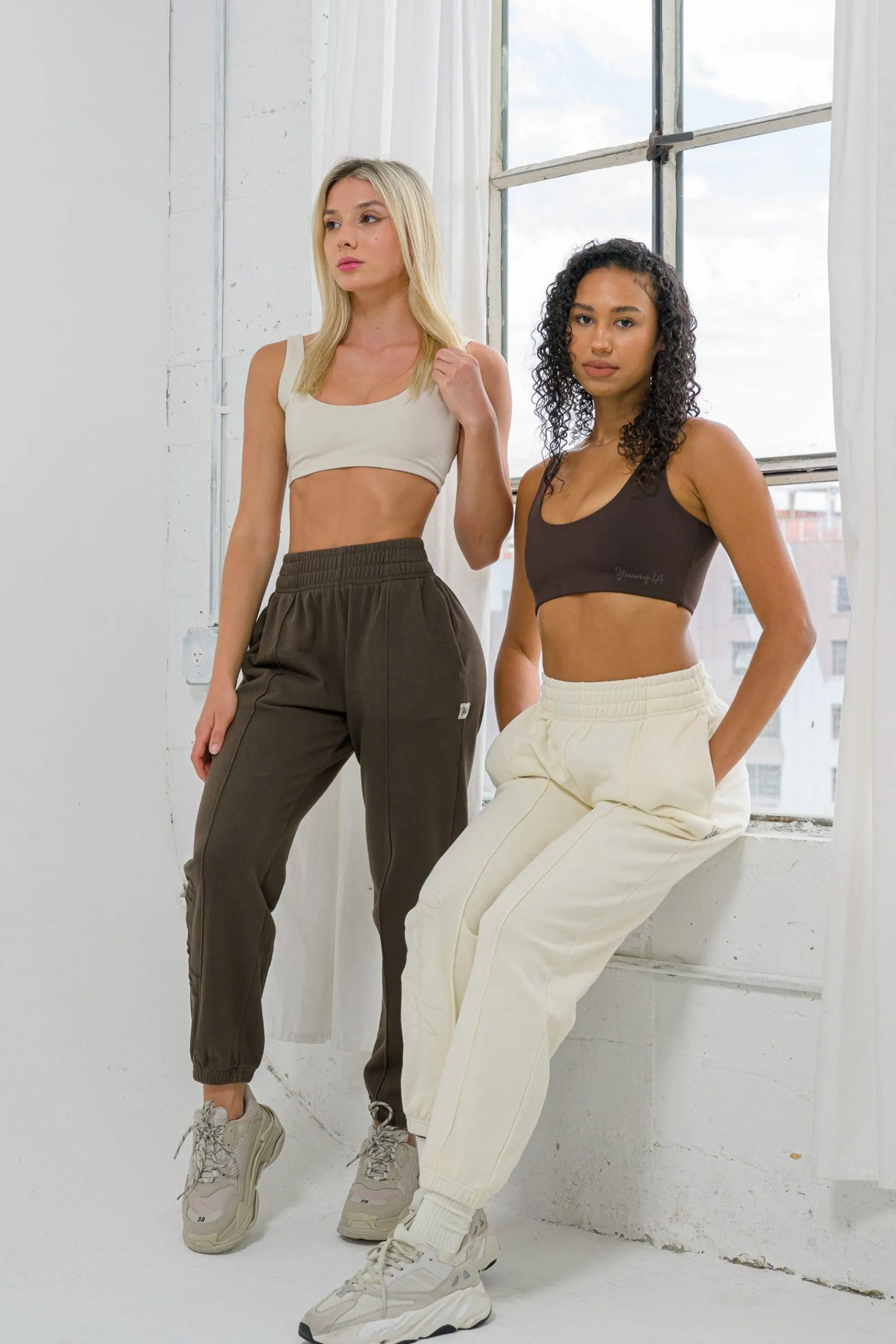 Joggers & Pants<Youngla W202-Script Joggers Brown Wash|Slate Wash|Black Wash|Cream Wash
