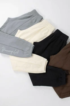 Joggers & Pants<Youngla W202-Script Joggers Brown Wash|Slate Wash|Black Wash|Cream Wash