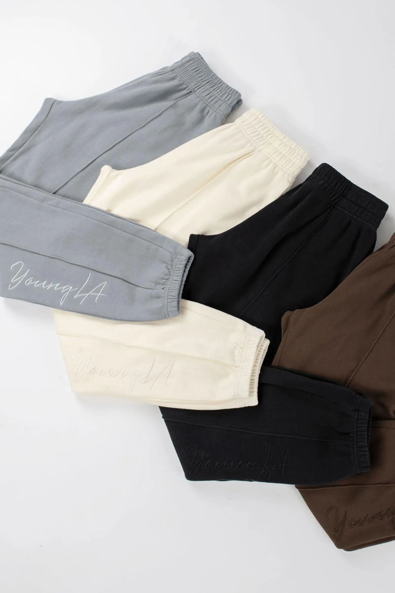 Joggers & Pants<Youngla W202-Script Joggers Brown Wash|Slate Wash|Black Wash|Cream Wash