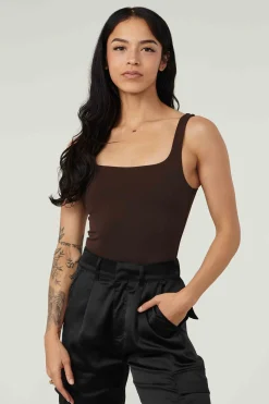 Tops<Youngla W307-Snatched Bodysuit Black|Ivory|Brown|Grape