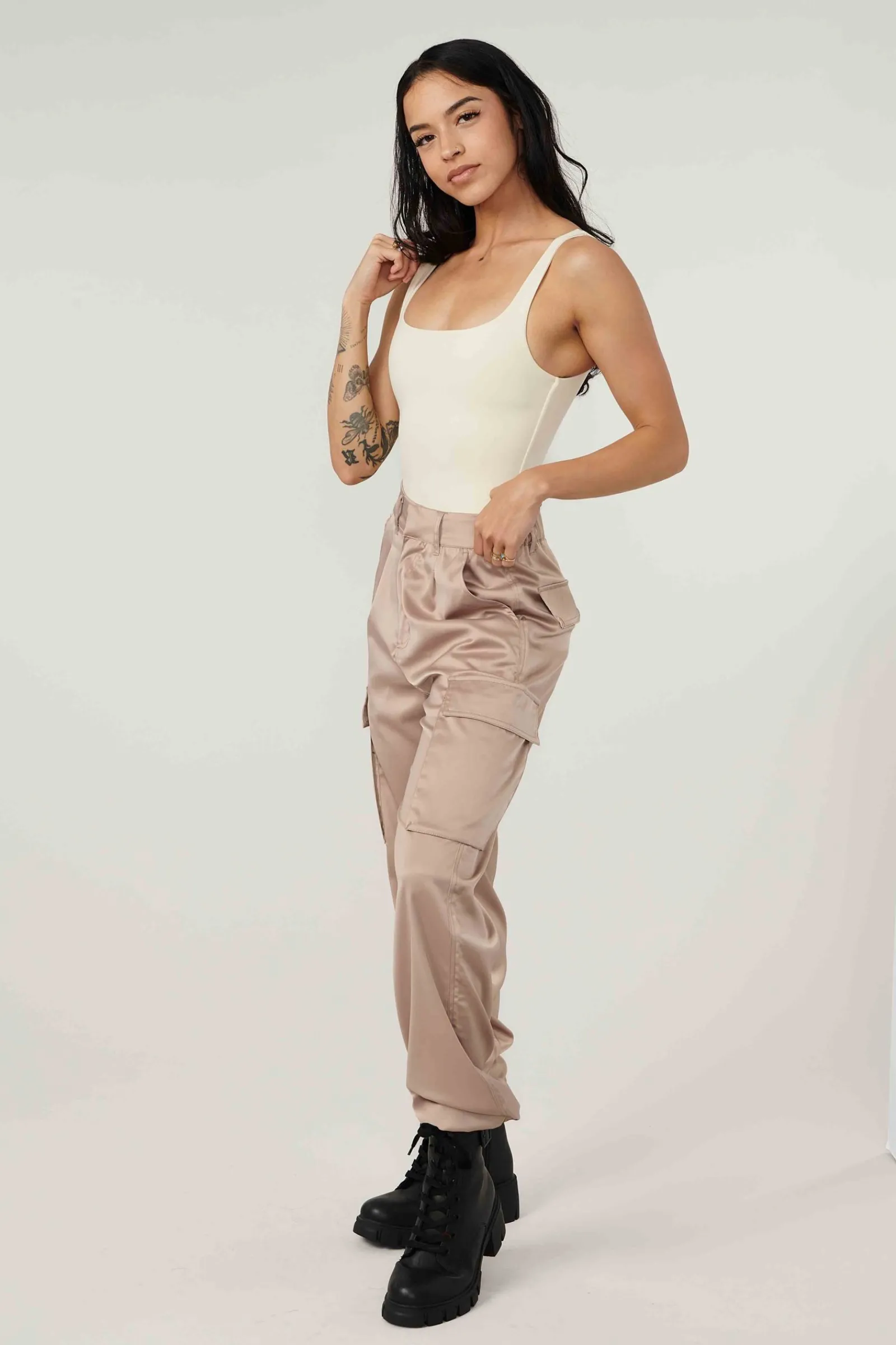Tops<Youngla W307-Snatched Bodysuit Black|Ivory|Brown|Grape